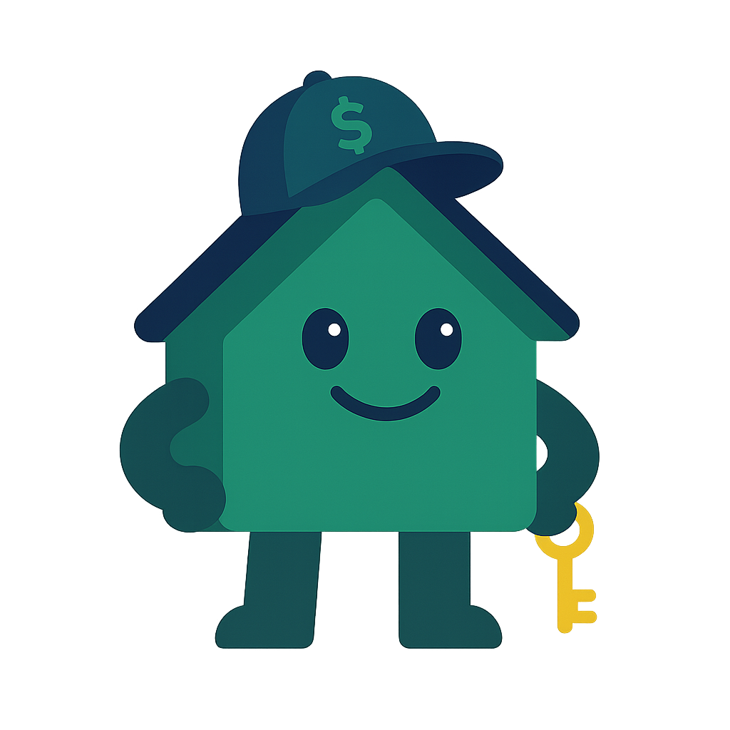 Cashy the House Buyers Cash mascot holding golden key - local cash home buyers near you